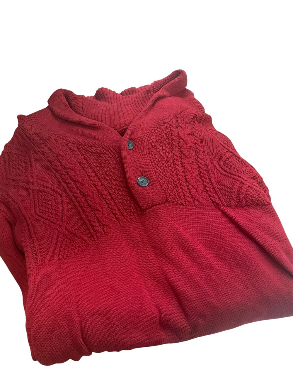Southern Pines vintage Men's Red Cable-Knit Shawl Collar Sweater never worn XL